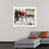 Relaxing at the Cafe I V2 by James Wiens is a vibrant oil painting that captures the bustling energy of a Parisian cafe. The charming red awning, the lively patrons enjoying their meals, and the iconic Parisian architecture create a sense of authentic French charm. This print is perfect for adding a touch of European flair to any space, inviting you to imagine yourself sipping coffee and people-watching in the heart of Paris.