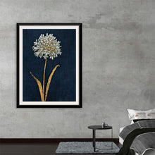  "Shimmering Summer I Indigo Crop" by James Wiens is a stunning botanical print that captures the delicate beauty of a white flower against a rich indigo backdrop. The artist's masterful use of gold leaf adds a touch of luxury and elegance, making this piece a perfect addition to any home. Whether you're looking to create a serene bedroom or a sophisticated living space, this print is sure to elevate your decor.