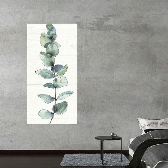 Elevate your living space with this exquisite art print—a harmonious blend of nature and elegance. The delicate eucalyptus branch, meticulously painted with serene green tones, captures nature’s quiet beauty. Against a white backdrop, it exudes tranquility and sophistication.