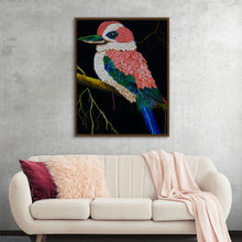  Midnight Lookout by Rachel Braybon is a captivating oil painting that showcases the vibrant colors and intricate details of a crimson rosella. The bird is perched on a branch, its bright pink plumage contrasting against the dark background. Braybon's masterful brushstrokes capture the texture of the bird's feathers and the delicate details of its eyes and beak. This stunning artwork is a celebration of the beauty of Australian wildlife and a testament to the artist's talent.