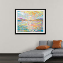  Immerse yourself in the serene beauty of “Ocean Sunrise Crop” by Jeanette Vertentes. This exquisite print captures the tranquil majesty of a sunrise illuminating the gentle waves of the ocean, bringing a harmonious blend of nature’s finest hues to life. Every brushstroke is a testament to Vertentes’ mastery, weaving together a tapestry of colors that dance between the ethereal light of dawn and the profound depths of the sea.