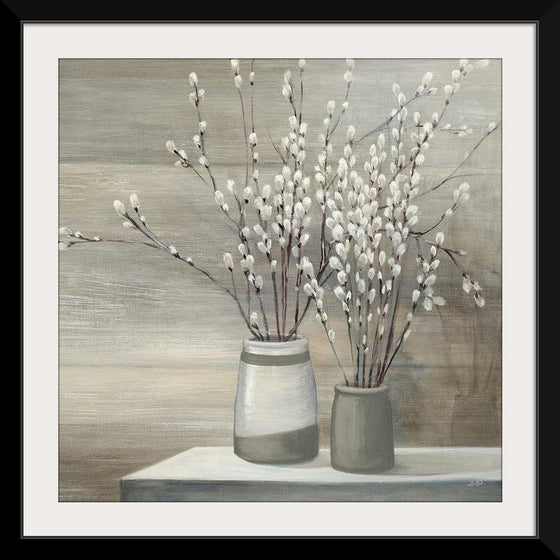 “Pussy Willow Still Life Gray Pots Crop“, Julia Purinton