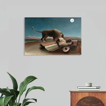  Henri Rousseau's iconic "The Sleeping Gypsy" invites you into a mysterious and enchanting world. A slumbering figure lies amidst a desert landscape, a lion standing guard nearby. The moonlit sky and vibrant colors create a dreamlike atmosphere, while the juxtaposition of the human and animal figures sparks curiosity. This captivating print is a timeless piece of art that will ignite your imagination.