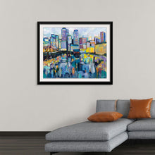  Immerse yourself in the vibrant and dynamic energy of “Boston Harbor” by Jeanette Vertentes. This exquisite print captures the iconic cityscape with a symphony of bold colors and expressive brushstrokes, bringing Boston’s bustling harbor to life. Every glance reveals a new layer of complexity, from the towering buildings echoing with character to the reflective waters that dance with light and shadow.