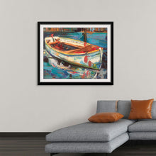  “Solo Boat” by Jeanette Vertentes: Immerse yourself in the captivating allure of this exquisite print. Capturing the essence of a bustling cityscape, it balances meticulous detail and expressive flair. Each building, each line, is infused with life and energy, transforming a static skyline into a living, breathing entity. The monochromatic palette is punctuated by strategic splashes of ink, lending depth and dimension to this mesmerizing piece. 