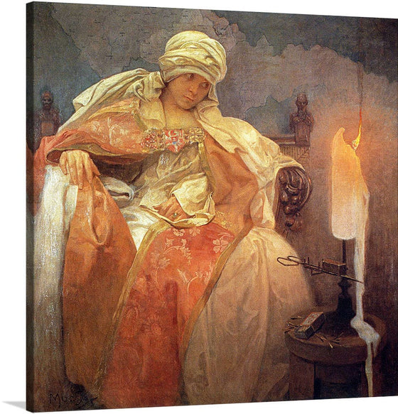 “Woman With a Burning Candle (1933)”, Alphonse Mucha