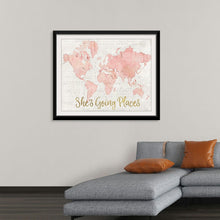  Across the World She’s Going Places Pink celebrates female empowerment and wanderlust. The vibrant pink hues symbolize courage and ambition. Hang this art piece in your workspace or bedroom to inspire your own adventures.