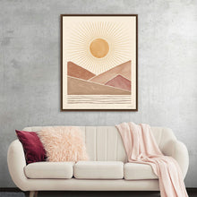  Mid Century Landscape I invites you to step into a bygone era. The minimalist composition, bold forms, and earthy tones pay homage to mid-century aesthetics. Add this piece to your gallery wall for a touch of retro elegance.