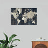 Embark on a global adventure with "Old World Map Blue Crop" by Wild Apple. This captivating wall art features a vintage world map, beautifully rendered in shades of blue and grey against a rustic wood backdrop. The intricate details and weathered texture evoke a sense of history and exploration. Perfect for travel enthusiasts or anyone looking to add a touch of wanderlust to their home.