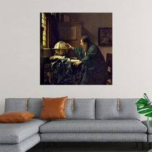  Johannes Vermeer’s “The Astronomer” (1668) is a captivating glimpse into the world of 17th-century scientific inquiry. The painting features an astronomer deeply engrossed in his studies, his hand gently resting on a celestial globe while an open book lies before him. Bathed in natural light streaming through a nearby window, the scene is rich with details of scientific instruments and maps, reflecting the intellectual curiosity of the Age of Enlightenment. 