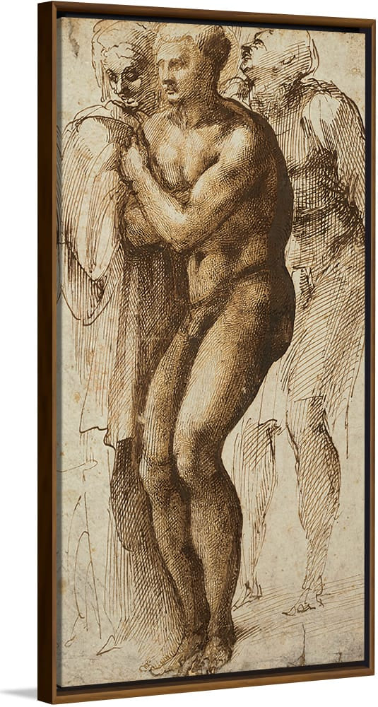 "A Nude Man (After Masaccio) and Two Figures Behind Him", Michelangelo Buonarroti