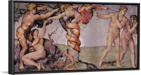 "Deckenfresko zur Schöpfungsgeschichte in der Sixtinischen Kapelle, Hauptszene: Ursünde und Vertreibung aus dem Paradies(1508-1512)", Michelangelo Buonarroti