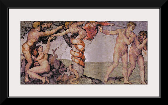 "Deckenfresko zur Schöpfungsgeschichte in der Sixtinischen Kapelle, Hauptszene: Ursünde und Vertreibung aus dem Paradies(1508-1512)", Michelangelo Buonarroti