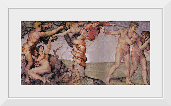 "Deckenfresko zur Schöpfungsgeschichte in der Sixtinischen Kapelle, Hauptszene: Ursünde und Vertreibung aus dem Paradies(1508-1512)", Michelangelo Buonarroti