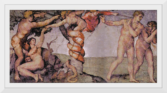 "Deckenfresko zur Schöpfungsgeschichte in der Sixtinischen Kapelle, Hauptszene: Ursünde und Vertreibung aus dem Paradies(1508-1512)", Michelangelo Buonarroti