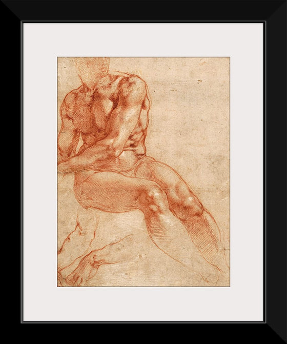 "Seated Young Male Nude and Two Arm Studies(1510-1511)", Michelangelo Buonarroti