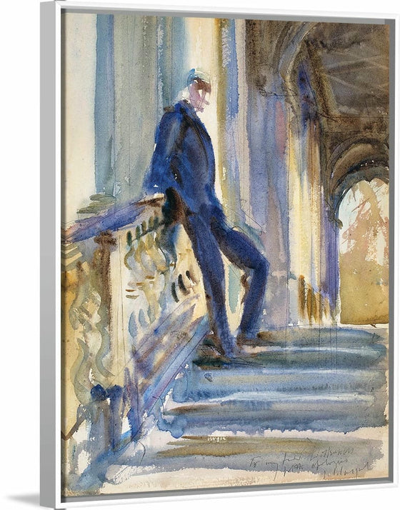 “Sir Neville Wilkinson On The Steps Of The Palladian Bridge At Wilton House (c. 1904-1905)”, John Singer Sargent