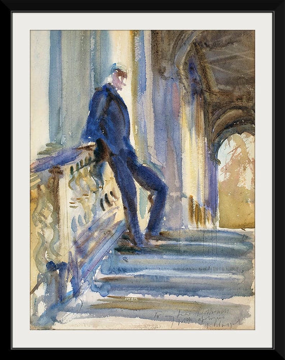 “Sir Neville Wilkinson On The Steps Of The Palladian Bridge At Wilton House (c. 1904-1905)”, John Singer Sargent