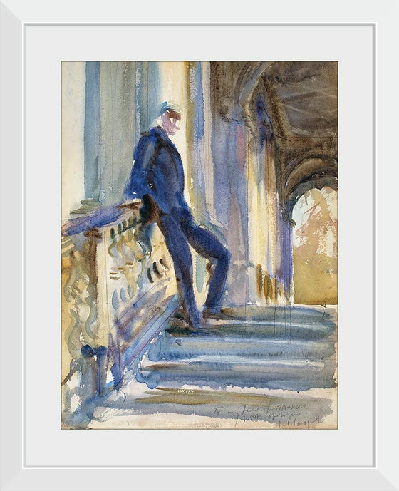 “Sir Neville Wilkinson On The Steps Of The Palladian Bridge At Wilton House (c. 1904-1905)”, John Singer Sargent