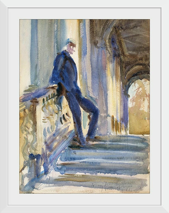 “Sir Neville Wilkinson On The Steps Of The Palladian Bridge At Wilton House (c. 1904-1905)”, John Singer Sargent