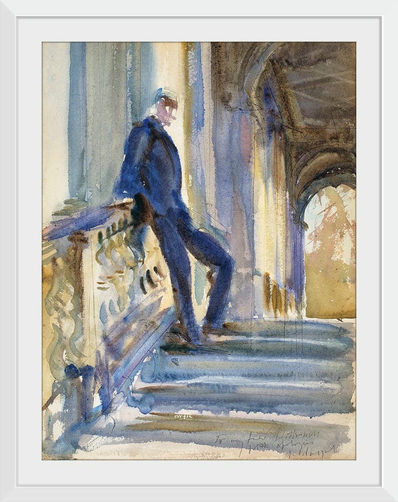 “Sir Neville Wilkinson On The Steps Of The Palladian Bridge At Wilton House (c. 1904-1905)”, John Singer Sargent