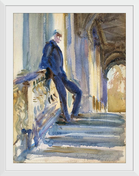 “Sir Neville Wilkinson On The Steps Of The Palladian Bridge At Wilton House (c. 1904-1905)”, John Singer Sargent