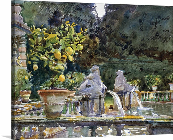 “Villa Di Marlia Lucca A Fountain (1910)”, John Singer Sargent