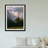 Behold the iconic Cathedral Rock in Yosemite, immortalized in this classic landscape painting. Experience the grandeur of the American wilderness through this stunning artwork. Ideal for nature and art enthusiasts.