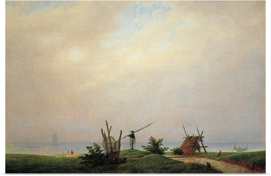 "Seashore with fisherman(1807)", Caspar David Friedrich