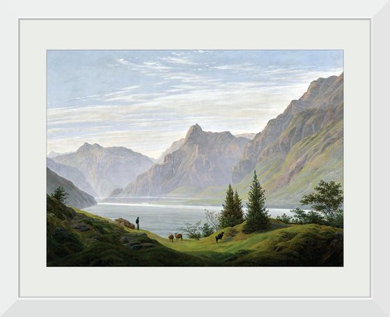 "Landscape With Mountain Lake, Morning(1823-1835)", Caspar David Friedrich