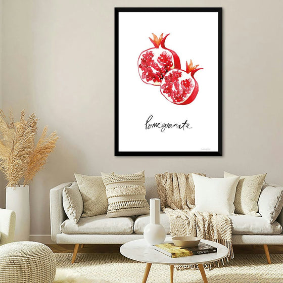 Pomegranates by Mercedes Lopez Charro is a vibrant and mouthwatering depiction of this juicy fruit. The watercolor painting showcases two pomegranates, one whole and the other sliced open to reveal its ruby-red seeds. The intricate details of the seeds and the delicate brushstrokes bring the fruit to life, making it almost edible. This artwork is a perfect addition to any kitchen or dining room, adding a touch of color and natural beauty to the space.