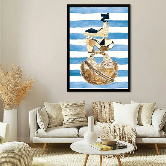 “Beach Glam II Navy on Stripes“, Mercedes Lopez Charro
