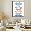 Laguna Cars by Mercedes Lopez Charro is a whimsical watercolor that captures the spirit of summer road trips. The colorful Volkswagen Beetles, each adorned with a surfboard, evoke a sense of freedom, adventure, and nostalgia. This playful artwork is the perfect addition to any home or office looking to add a touch of fun and energy.