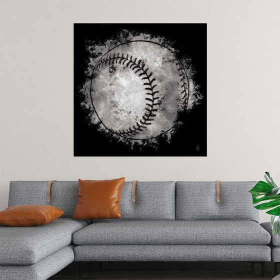 "Let the Games Begin I" by Sarah Adams is a dynamic and captivating depiction of a baseball, rendered in a dramatic black and white style. The textured background and explosive energy of the image evoke the excitement and anticipation of a thrilling game. This artwork is a must-have for any sports enthusiast or fan of contemporary art, capturing the spirit and passion of America's pastime.