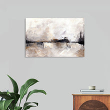 Immerse yourself in the serene beauty of this exquisite artwork, now available as a premium print. This abstract painting features muted earth tones and appears to depict a serene landscape where the sky meets the ground or water.