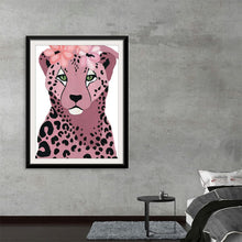  “Royal Cheetah” by Yvette St. Amant: Immerse yourself in the mesmerizing gaze of this captivating artwork. Against a soft blue background, a meticulously rendered tiger’s face emerges, adorned with delicate pink blossoms. Each stroke, each hue is meticulously crafted to bring to life a harmonious blend of strength and elegance. 