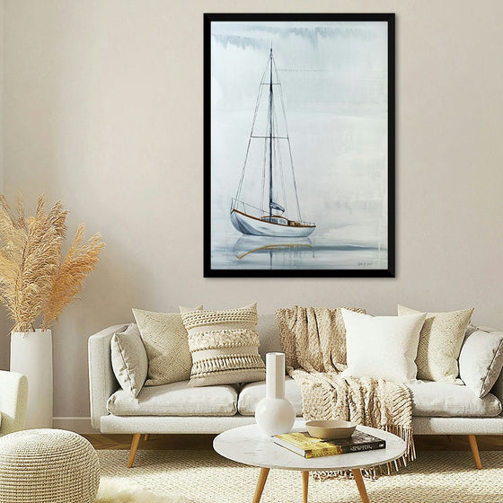 “Sail on the Horizon” by Yvette St. Amant: Immerse yourself in the intricate details and rich sepia tones of this captivating artwork. Against a soft blue background, a meticulously rendered sailboat takes center stage. Its graceful lines evoke a sense of calm and adventure, inviting viewers to sail into the horizon where ocean and sky meet. The delicate interplay of light and shadow adds depth, creating an ambiance of tranquil elegance.