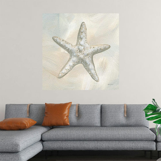 “Starfish I” by Yvette St. Amant: Immerse yourself in the serene beauty of the ocean with this exquisite print. Yvette St. Amant, a Brand and Licensing Artist, meticulously captures the delicate and intricate details of a starfish. Against a textured background, the starfish comes alive, showcasing its natural patterns and textures. 