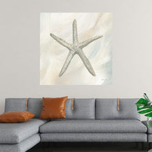  “Starfish II” by Yvette St. Amant: Immerse yourself in the serene beauty of the ocean with this exquisite print. Yvette St. Amant, a Brand and Licensing Artist, meticulously captures the delicate and intricate details of a starfish. Against a textured background, the starfish comes alive, showcasing its natural patterns and textures. Subdued tones of beige, white, and grey evoke calmness and serenity. 