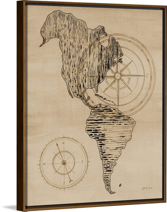 “Sepia Map of Americas“, Yvette St. Amant