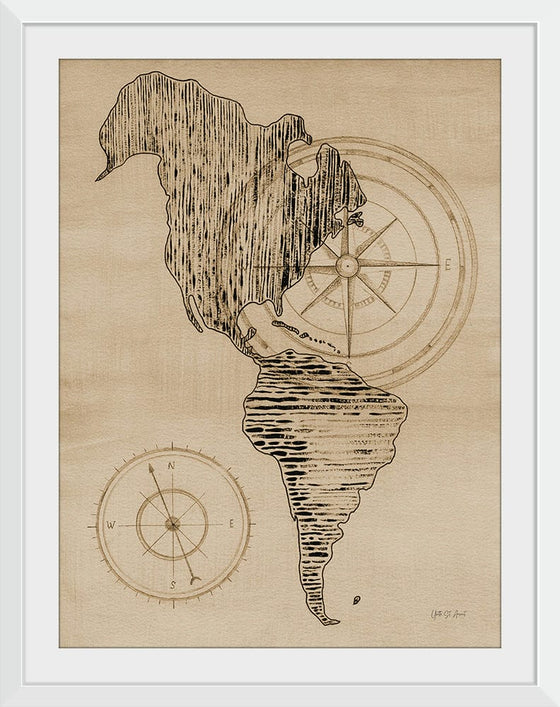 “Sepia Map of Americas“, Yvette St. Amant