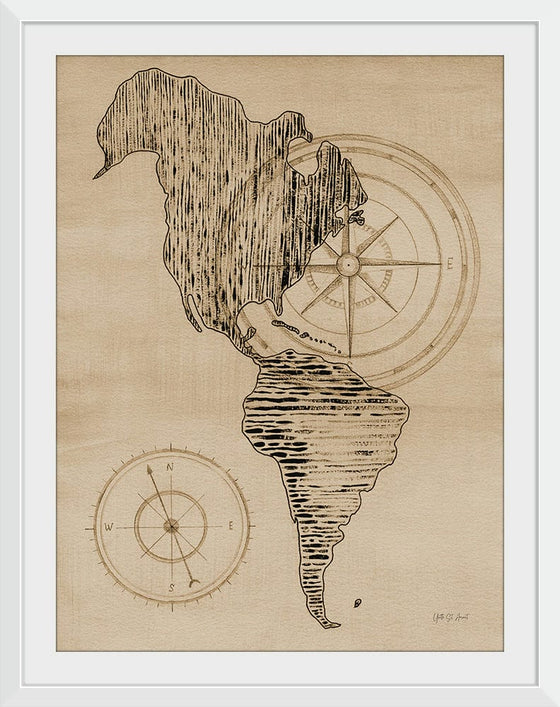 “Sepia Map of Americas“, Yvette St. Amant