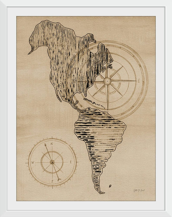 “Sepia Map of Americas“, Yvette St. Amant