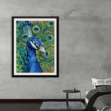  “Peacock Profile” by Yvette St. Amant: Immerse yourself in the enchanting allure of this captivating artwork. Against a soft blue background, a meticulously rendered peacock unfurls its resplendent plumage. Each brushstroke brings to life the vibrant hues and intricate patterns that make this majestic bird a symbol of beauty and elegance. 