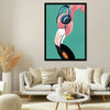 “Wild IV” by Yvette St. Amant: Step into a harmonious fusion of art and music. This captivating print captures the elegance of a flamingo, its graceful form mid-dance, adorned with stylish headphones. Against a teal backdrop, the flamingo’s beak delicately touches an orange and black vinyl record—a nod to rhythm and soul. 