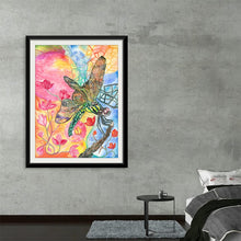  Step into a world of enchantment with this captivating art print. The delicate dragonfly, perched on a slender branch, boasts wings adorned in intricate patterns reminiscent of stained glass. Radiant hues—warm yellows, passionate pinks, and cool blues—create a mesmerizing backdrop, evoking both dawn’s gentleness and sunset’s dynamism.