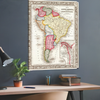 This exquisite print of an antique map of South America is a testament to the continent’s diverse culture and geography. Each country is outlined in vibrant hues, inviting you on a journey through South America’s storied past. 