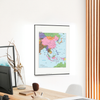 Embark on a visual journey across East Asia with this vibrant and detailed map print. Each country is distinctly colored, allowing for easy identification and an aesthetic appeal that would complement any space. The intricate borders, city labels, and bodies of water are meticulously detailed, offering both an educational and decorative element. 